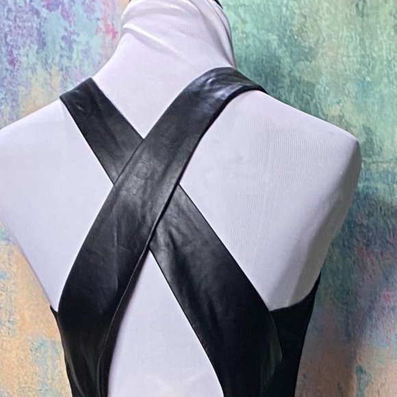 NEW๐Sugarlips Deep Back Neckline w/ over-cross Faux Leather Straps Maxi Dress - Picture 10 of 13